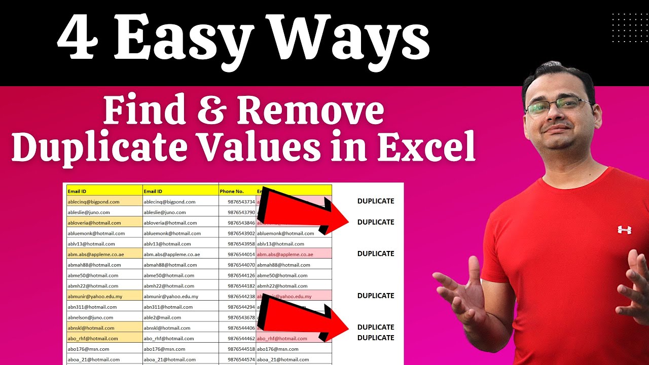 4 EASY Ways to Find and Remove Duplicates in Excel (Find Unique Values in  Large Data in Excel)
