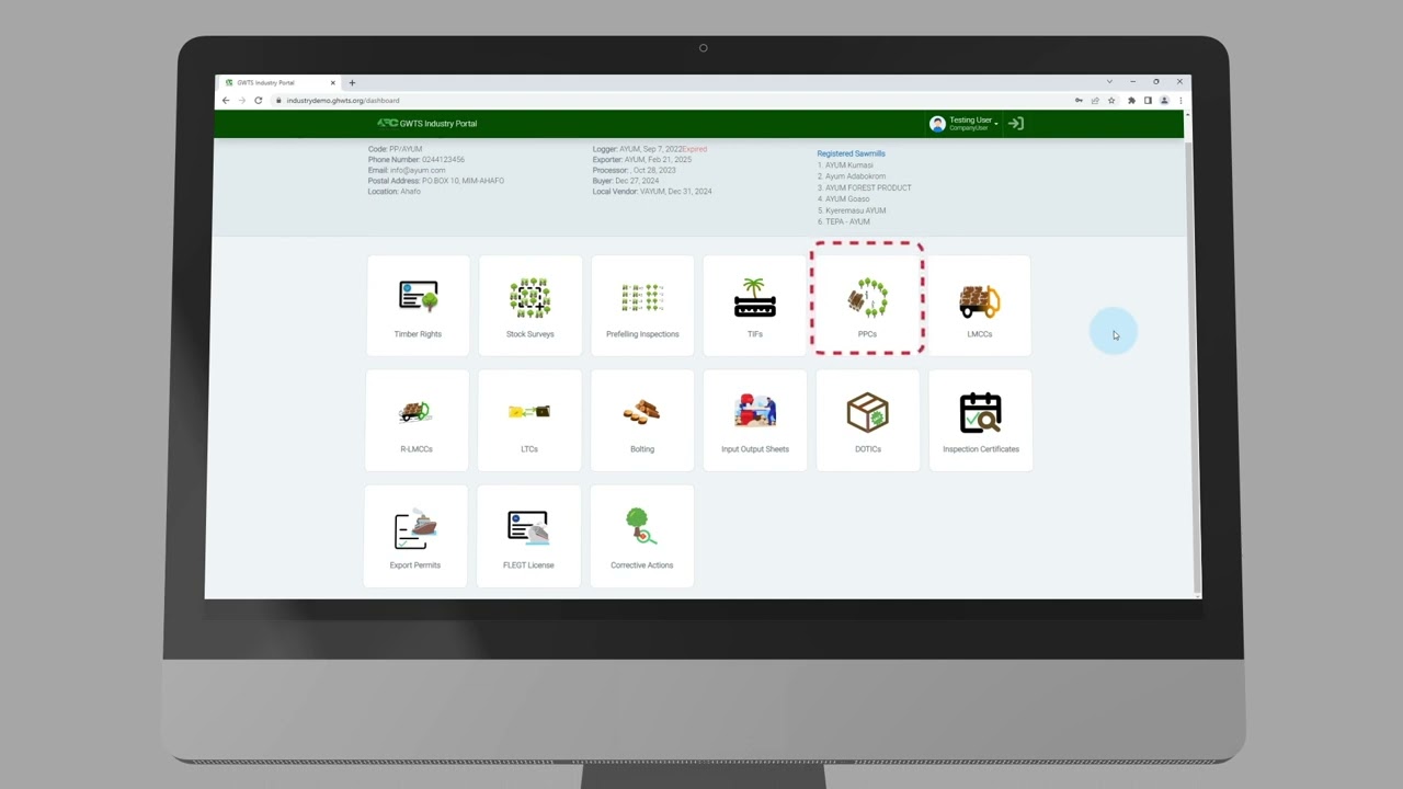 How to navigate the Industry Portal to the GWTS: TIFs, PPCs & LMCCs