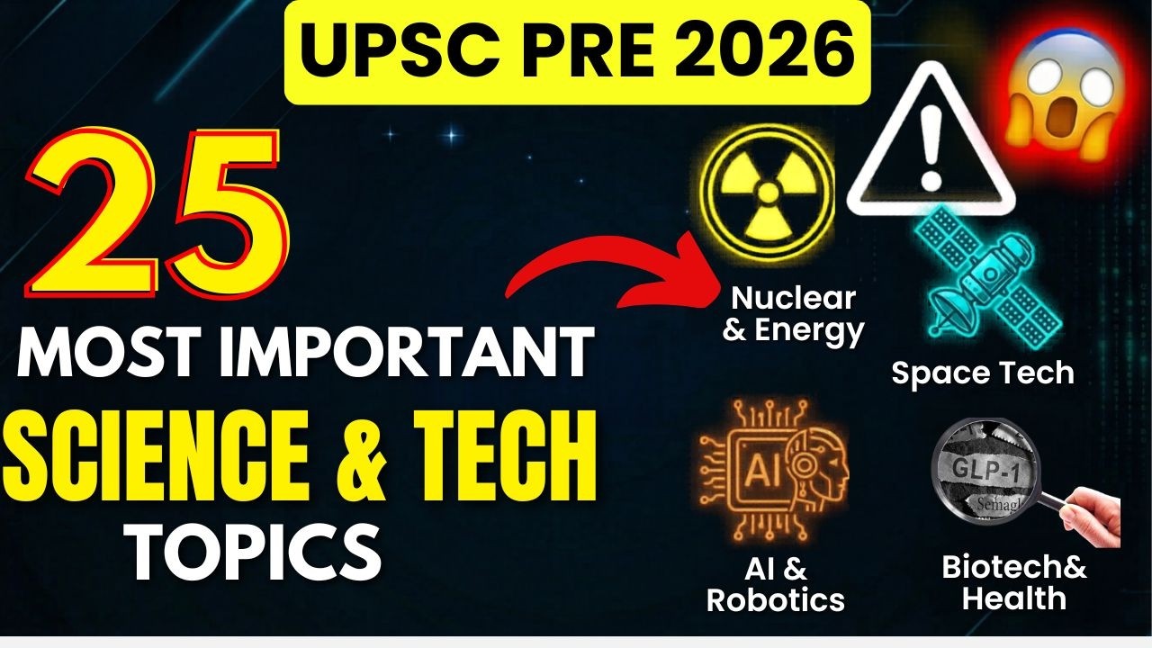 25 MOST IMPORTANT Science & Tech Topics for UPSC Prelims 2026 🚀 | Don&rsquo;t Miss These!