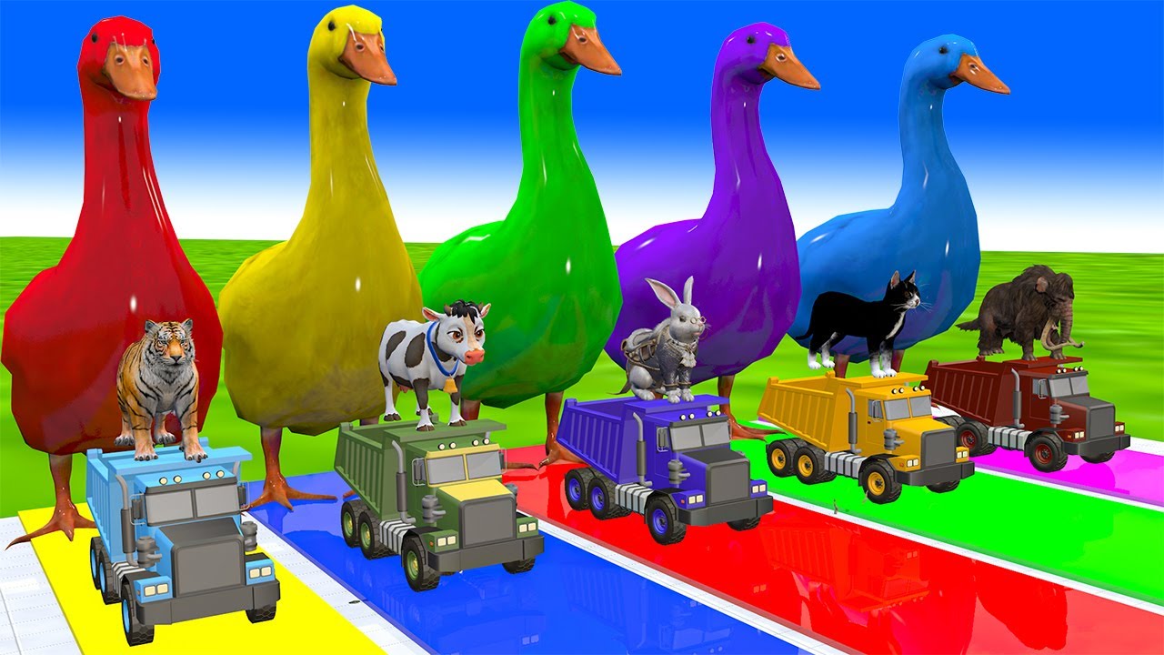 Long Slide Game with Cow Elephant Gorilla Hippopotamus Tiger 3d Animal Game Funny 3d Animals