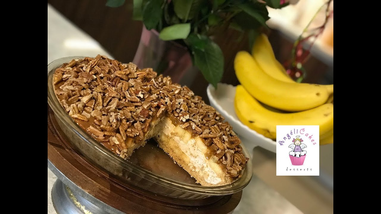 PIE DE PLÁTANO CON CAJETA Y NUEZ  SIN HORNO / PAY DE PLATANO by ANGELICAKES DESSERTS