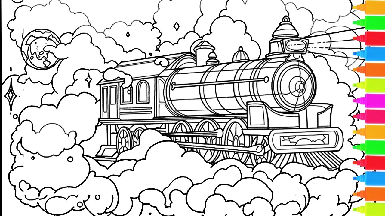Coloring The Polar Express, The Best Off Road Vehicle, Flying Over Castle | Coloring Pages