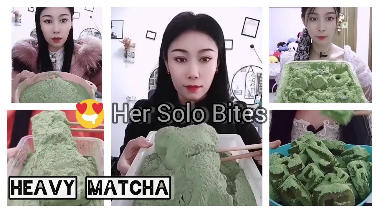 ASMR: Heavy Matcha Ice| Hard ice Eating|Her Solo Bites| Ice Eating| V-Good Crunchy