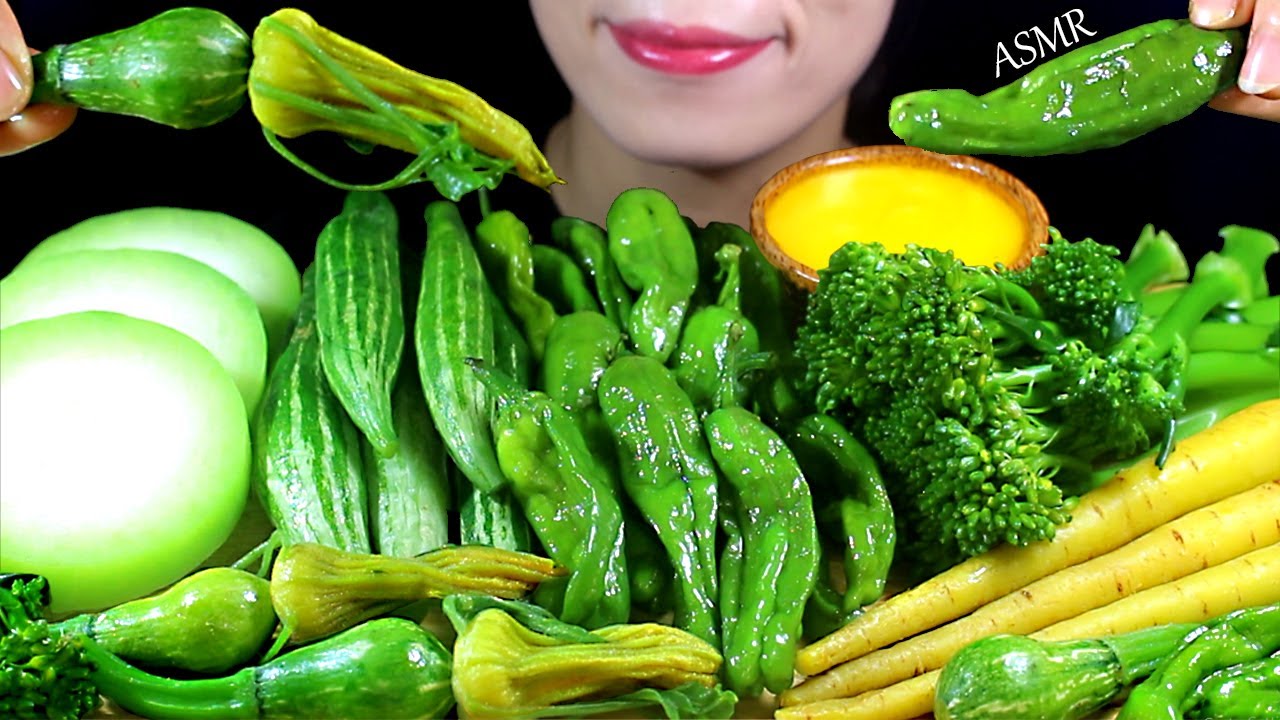 ASMR (CABAI, SAYURAN REBUS) Boiled Veggie & Shishito Pepper, Young Squash, Baby Cauliflower.