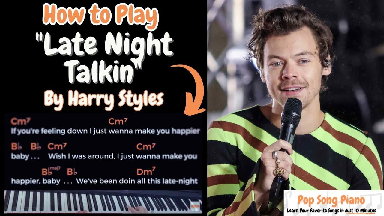 LATE NIGHT TALKING (Harry Styles) Easy Piano Song Lesson With Chords and Lyrics