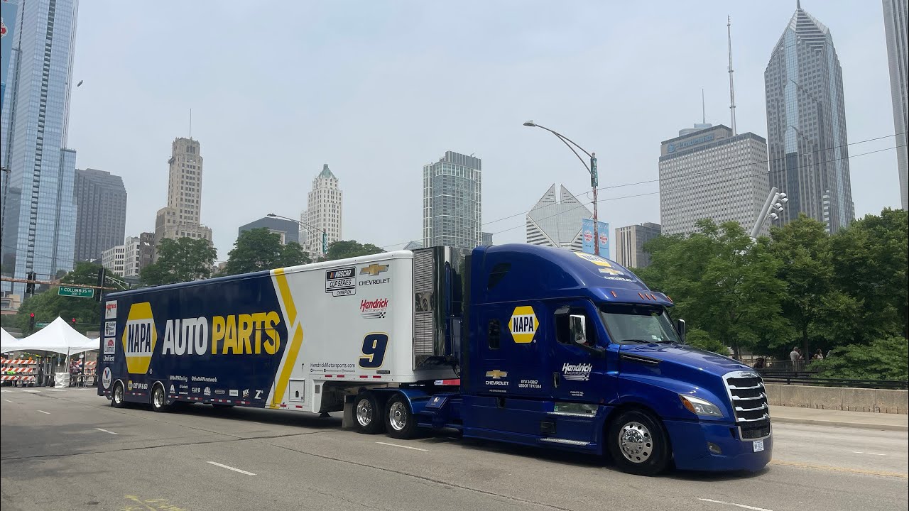 NASCAR TEAM HAULERS HAVE ARRIVED IN CHICAGO
