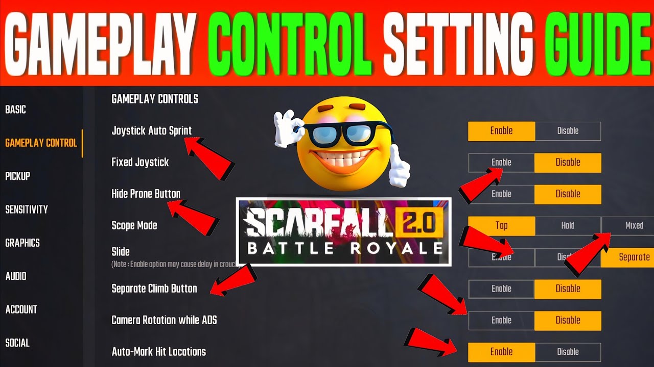 ScarFall 2.0 BEST Gameplay Control Settings Guide (Joystick, Scope Mode, Slide & More!)