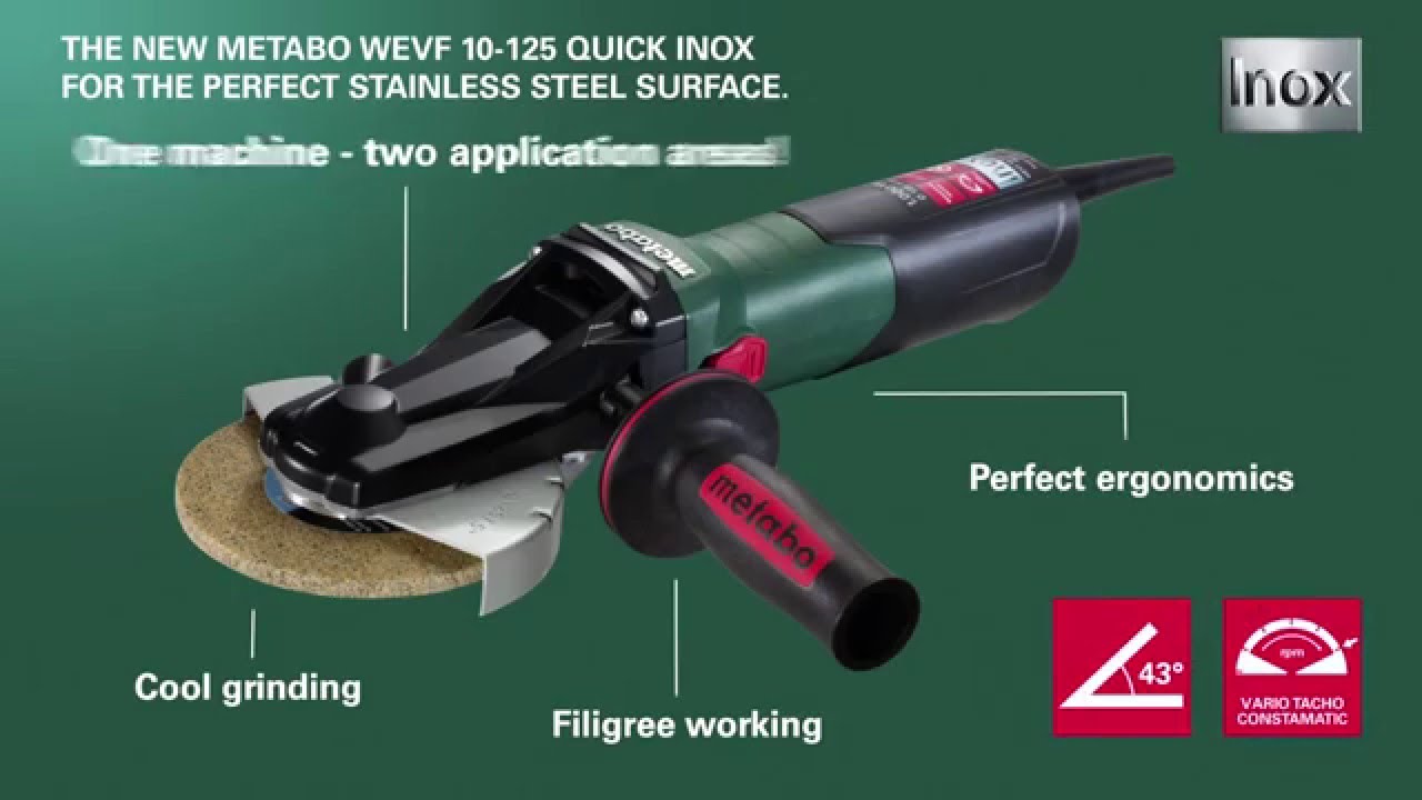 Metabo Inox Flat-head Angle Grinder WEVF 10-125 Quick Inox (English)
