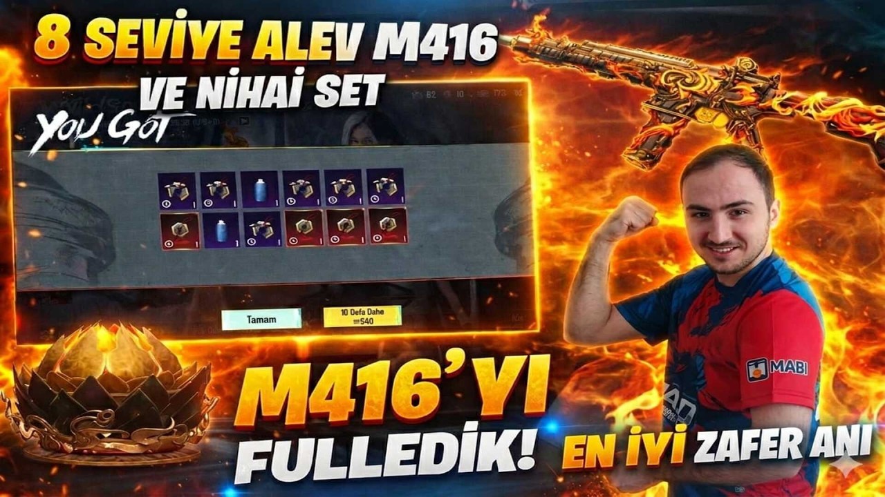 8 SEVİYE ALEV M416 + NİHAİ SET AÇILDI! 🔥Canlı yayında şansa bakın neler çıktı! 😱