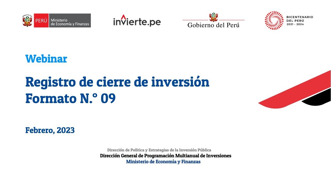 Registro de cierre de inversión Formato N.° 09