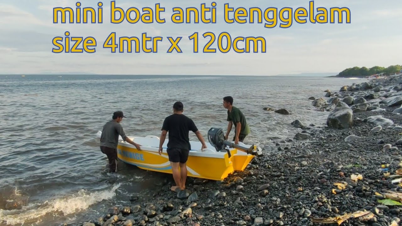 Mini BOAT ANTI TENGGELAM BAHAN EVA size 4mtr x 120cm test drive dengan mesin yamaha 5hp