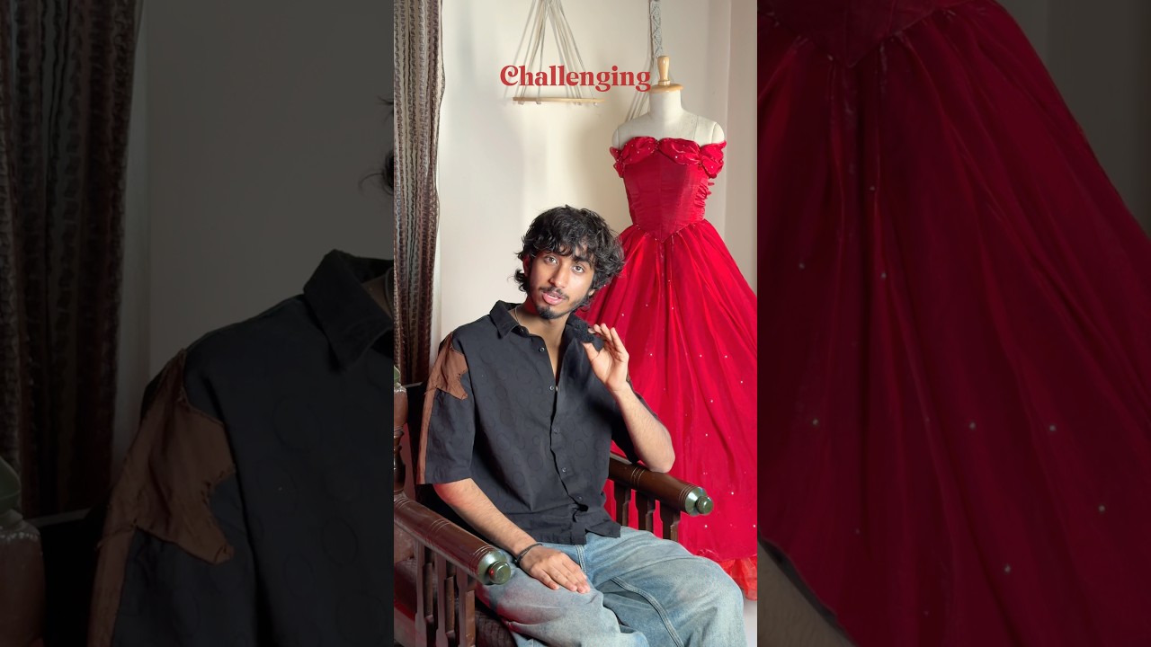 Designing red Cinderella gown instead blue gown😱 #trending #red #cinderella #gown #shorts #explore