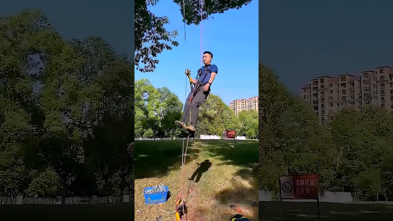 Tree climbing technique using rope as an alternative tool #shorts
