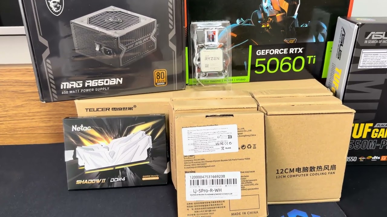 (PEÇAS) AMD RYZEN 7 5700X + ASUS TUF GAMING B550M-PULS + RTX 5060 TI GIGABYTE + GABINETE REDRAGON