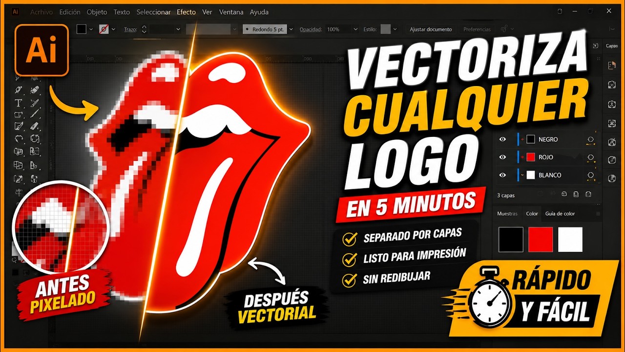 como VECTORIZAR una IMAGEN en ILLUSTRATOR CC 🚀 rapido!!! [2]  | Koradi Productions