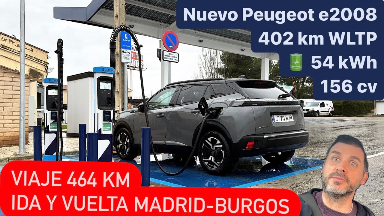 Viaje 460 km Ida y vuelta Madrid-Burgos con Peugeot e2008 2024 156 cv 54 kWh | Test Drive