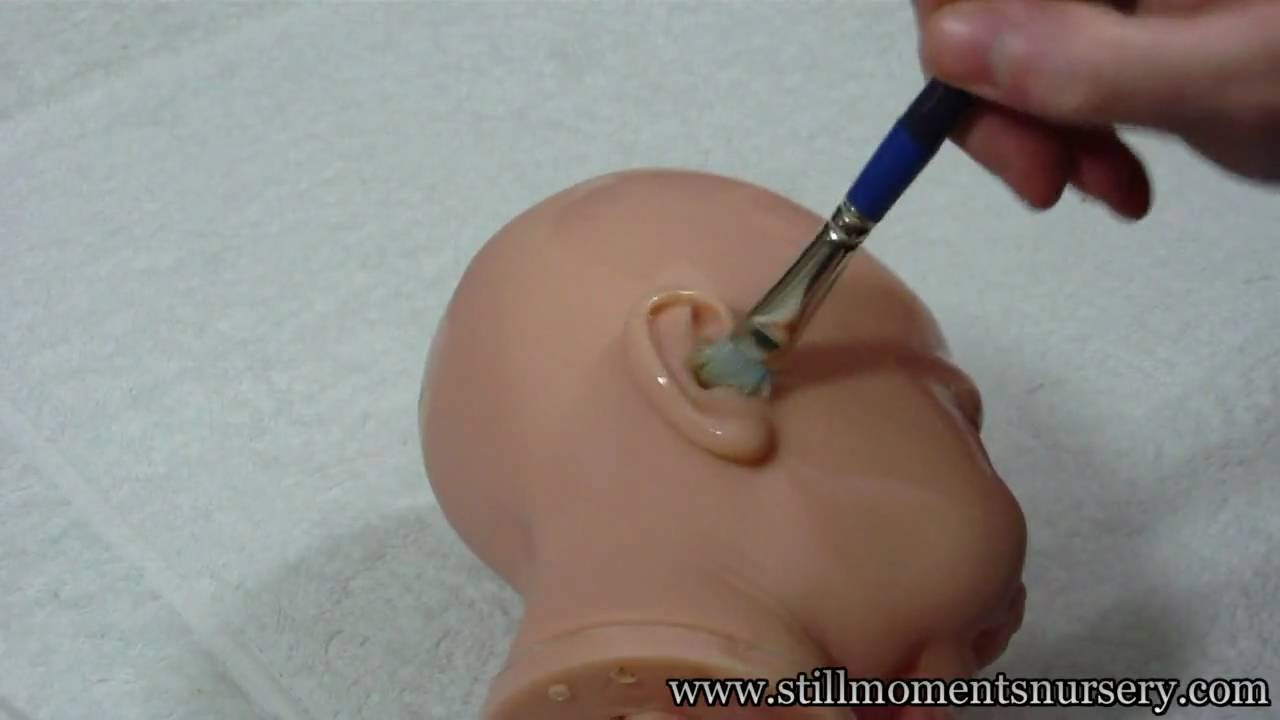 Blue wash to neutralize orange vinyl  - Reborn Doll Tutorial