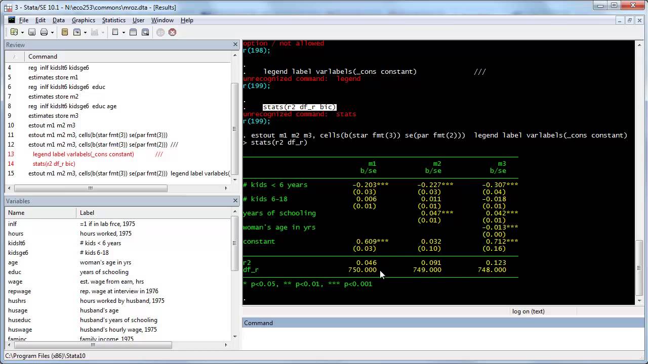 Using Estout to Make Result Tables