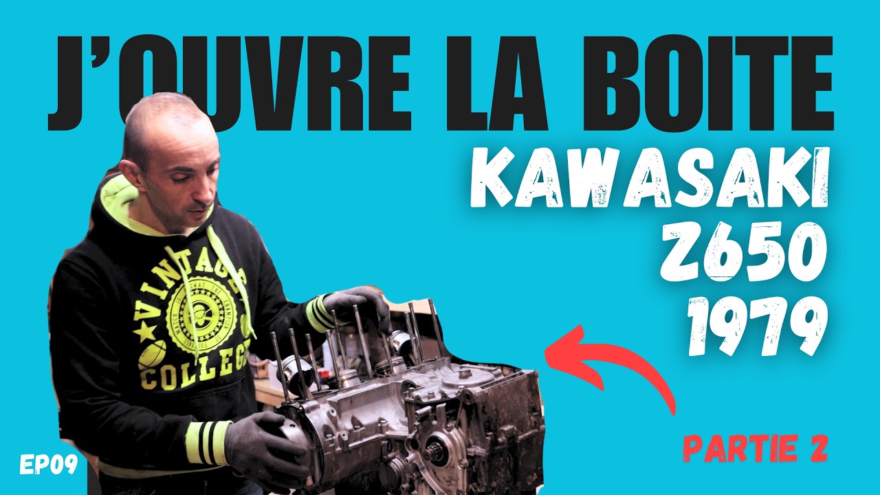 J'ouvre la boite de vitesse et j'en profite pour Remplacer la roue libre - KZ650 de 1979 - EP09