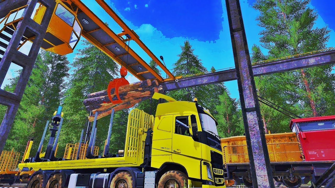 Farming simulator 2017  LOADING LOGS ON TRAIN