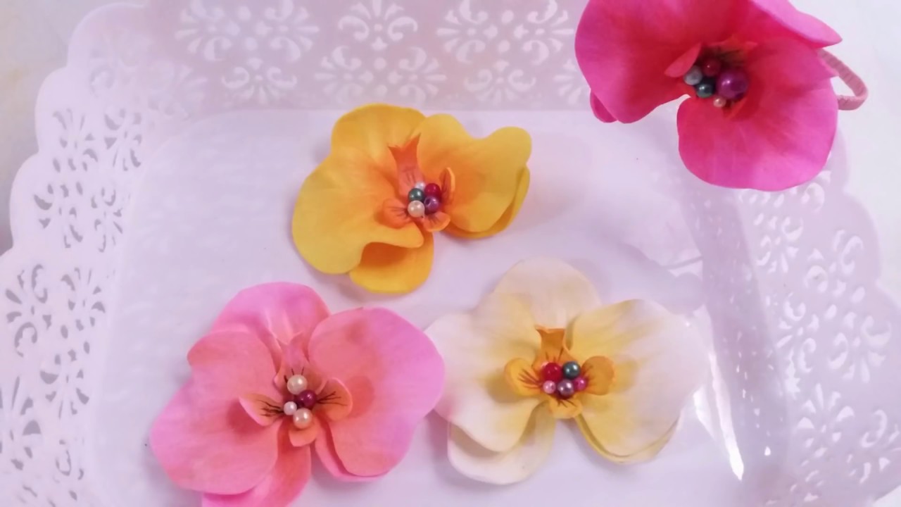 Aplique de flor de orquídea feita com EVA sem frisador by Tatiana Karina PAP/DIY/TUTORIAL