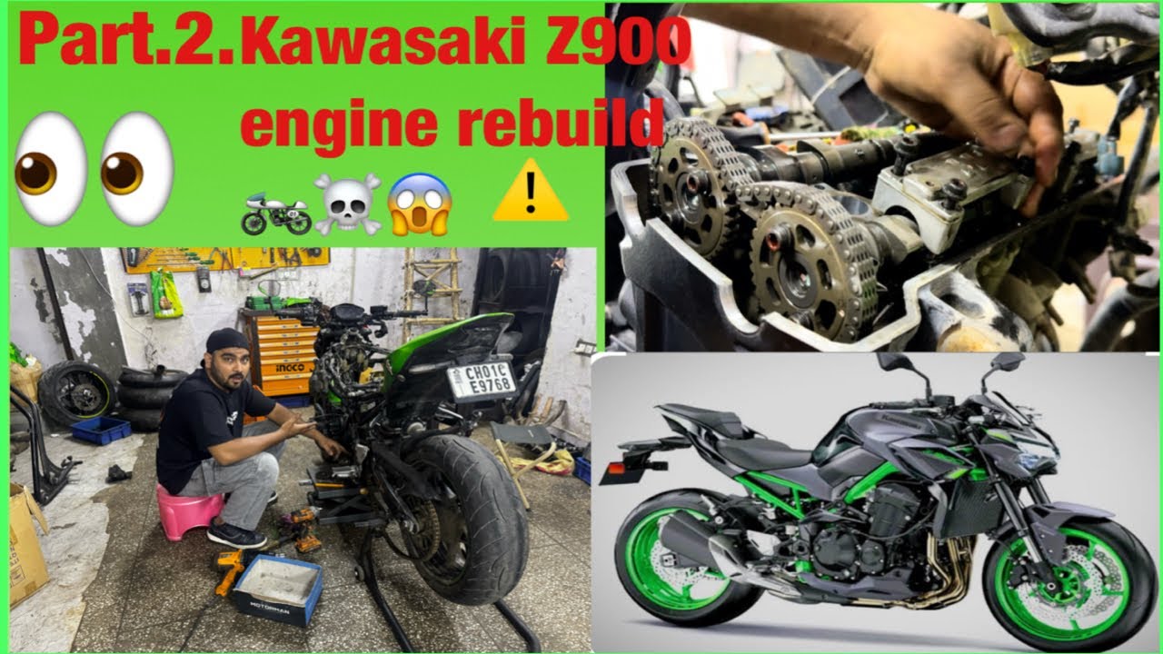 Part.2. Kawasaki Z900 🏍️with engine rebuild ☠️Watch the video ￼👀￼.  #kawasaki #z900 #video #car