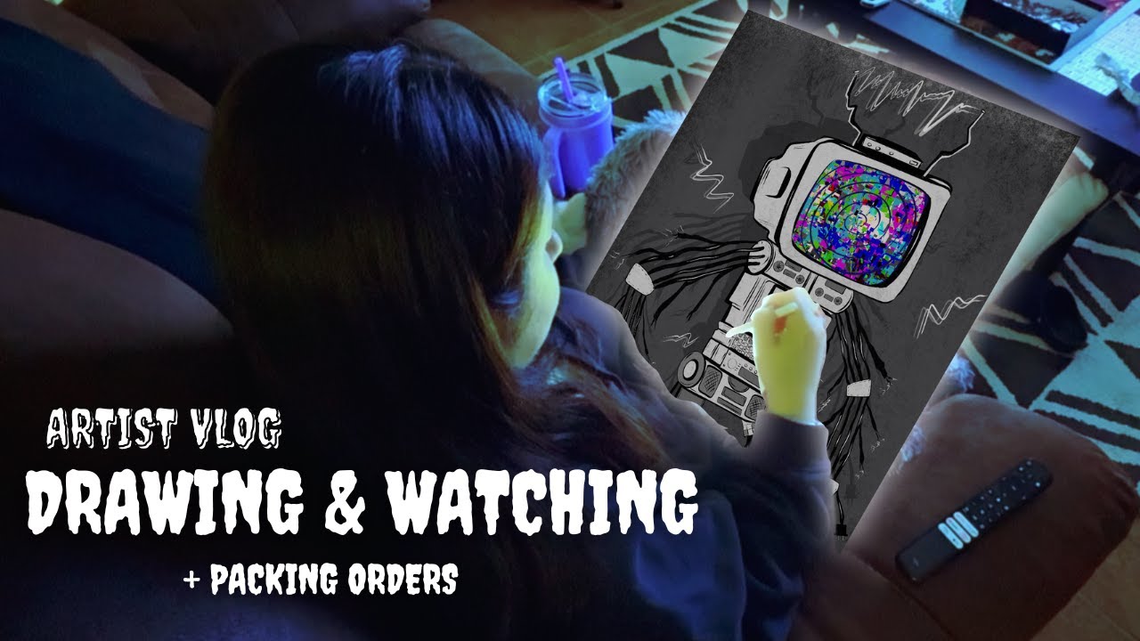 Drawing, Watching and packing orders | Artist Vlog |