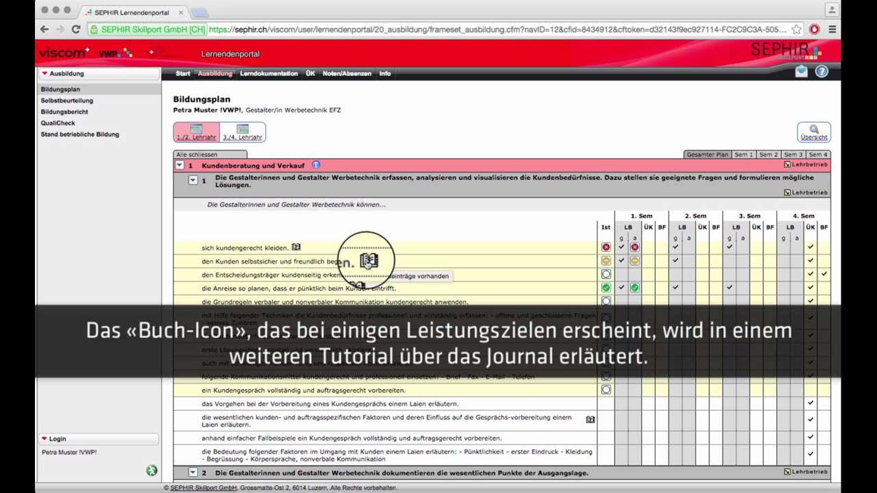 Bildungsplattform &laquo;Sephir&raquo; Lernende - Ampelsystem