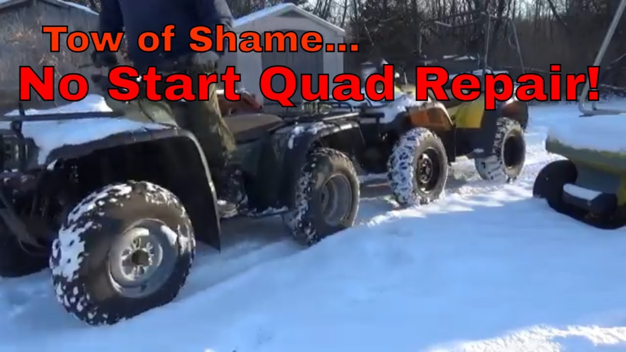 Мотоцикл Honda Foreman 450ES, не заводившийся, спасен из снежного заноса!