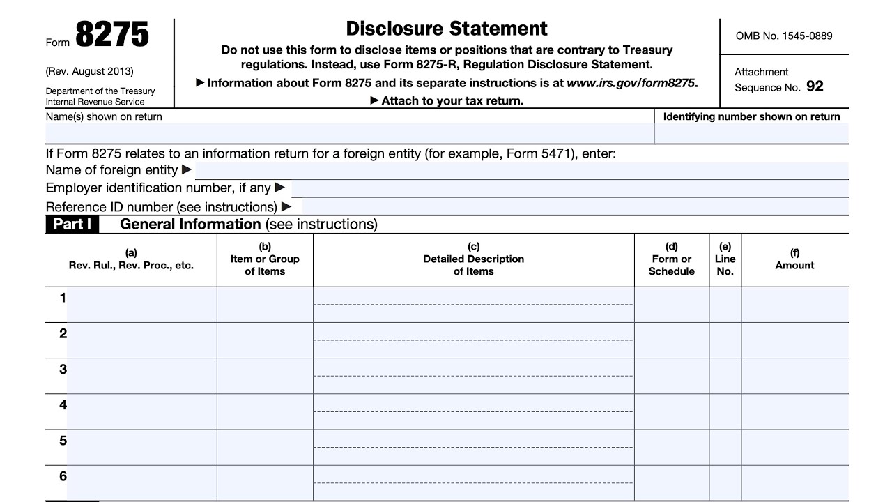 IRS Form 8275 Walkthrough (Disclosure Statement)