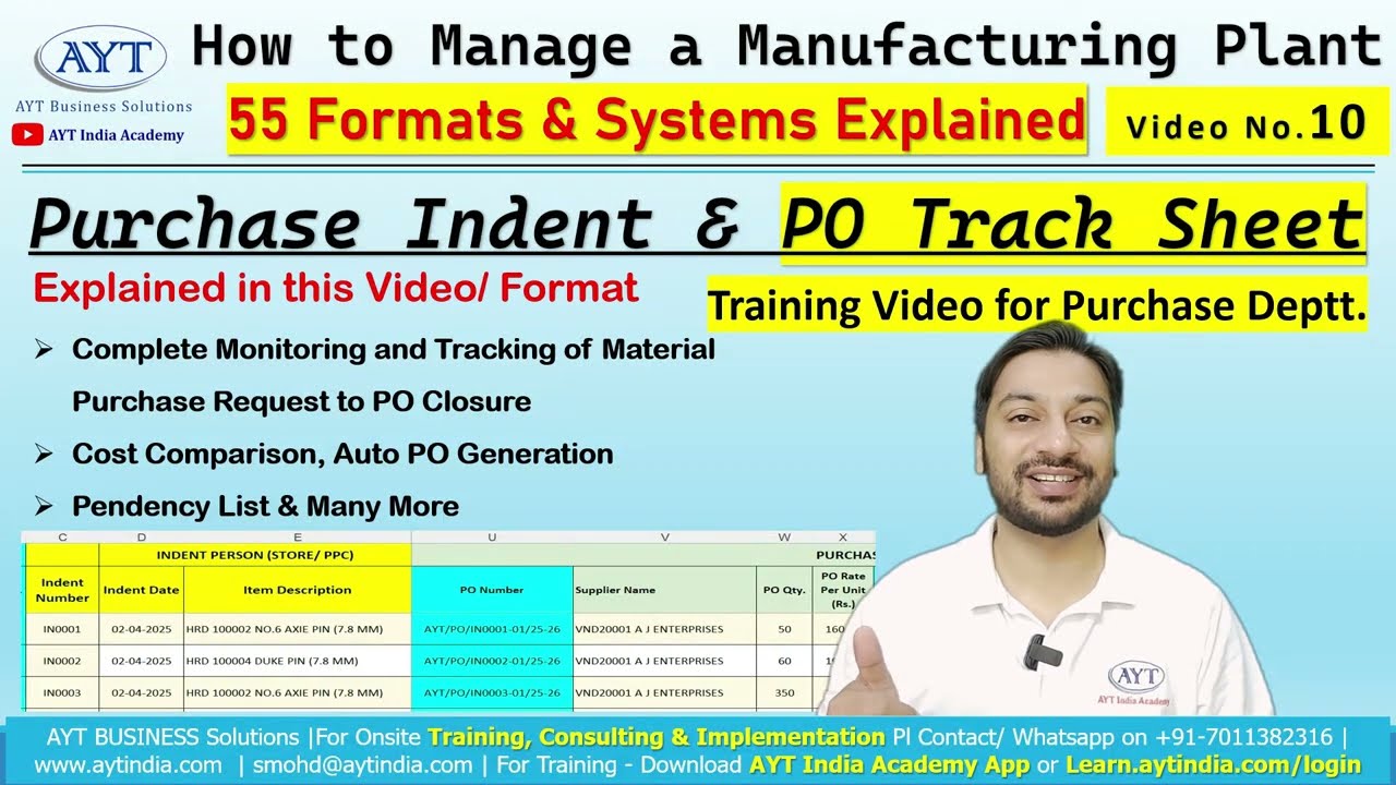 PO Tracking System -  Purchase Indent to PO Explained | Factory Management Series (FMS) Video 10
