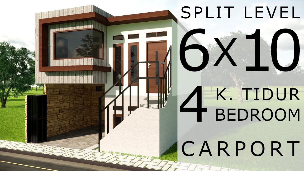 Desain Rumah Split Level 6x10 - 4 Kamar tidur