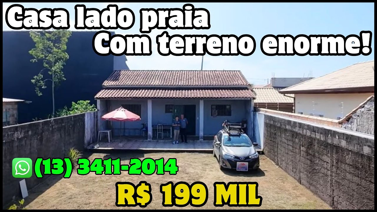 REF 514 | Casa na praia com terreno enorme em Itanhaém Litoral Sul de SP por R$ 199 MIL