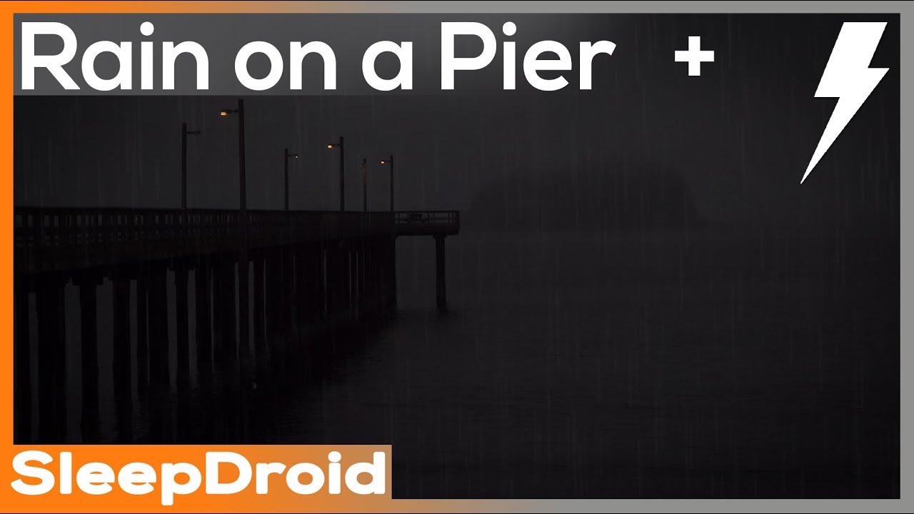 ► Night Rain on an Ocean Pier ~Distant Thunder and Fog Horn ~Rainstorm Sounds for Sleeping (lluvia)
