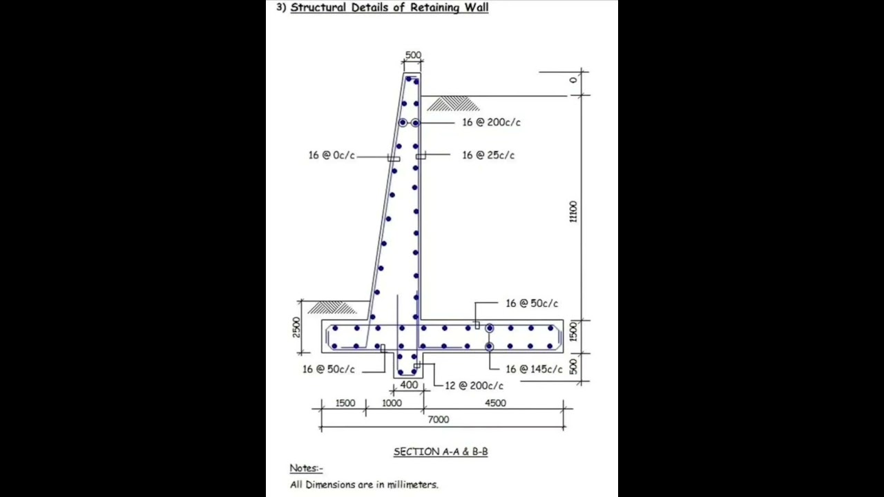 #Structural #Detail of #Retaining #Wall | #Shorts #Construction #CivilEngineering