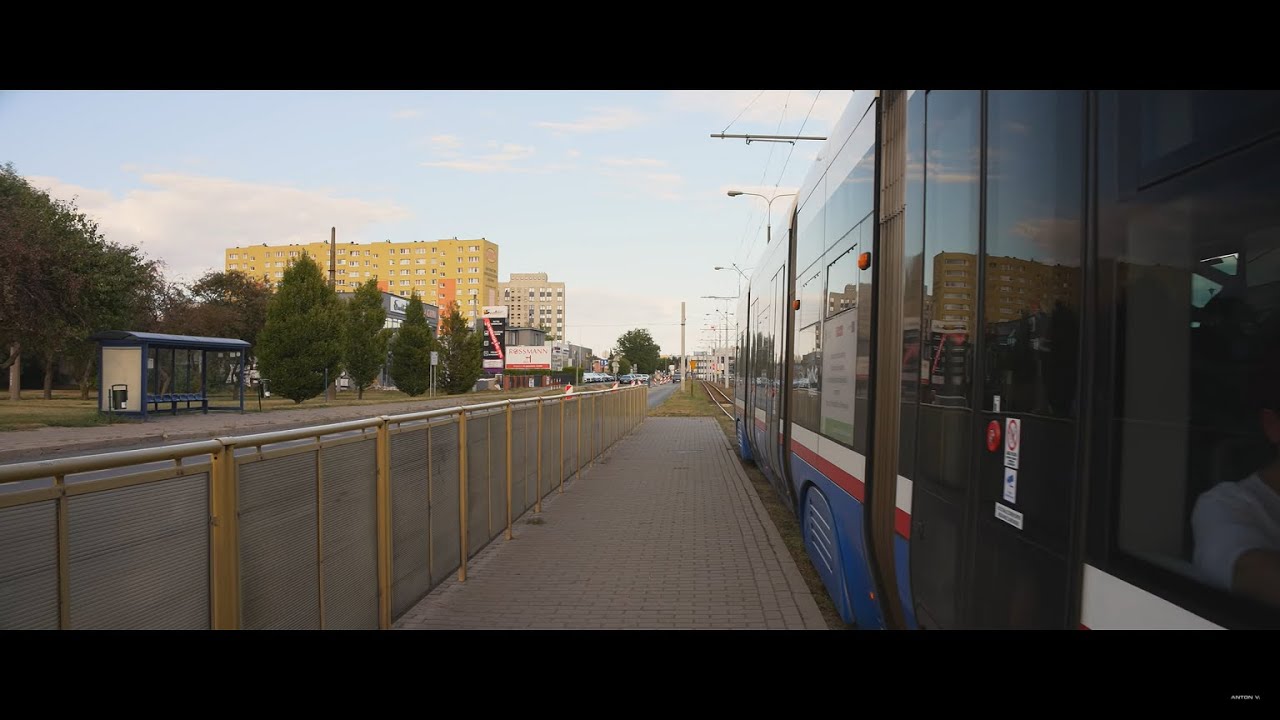 Poland, Bydgoszcz, tram 5 ride from Fordonska to Opera