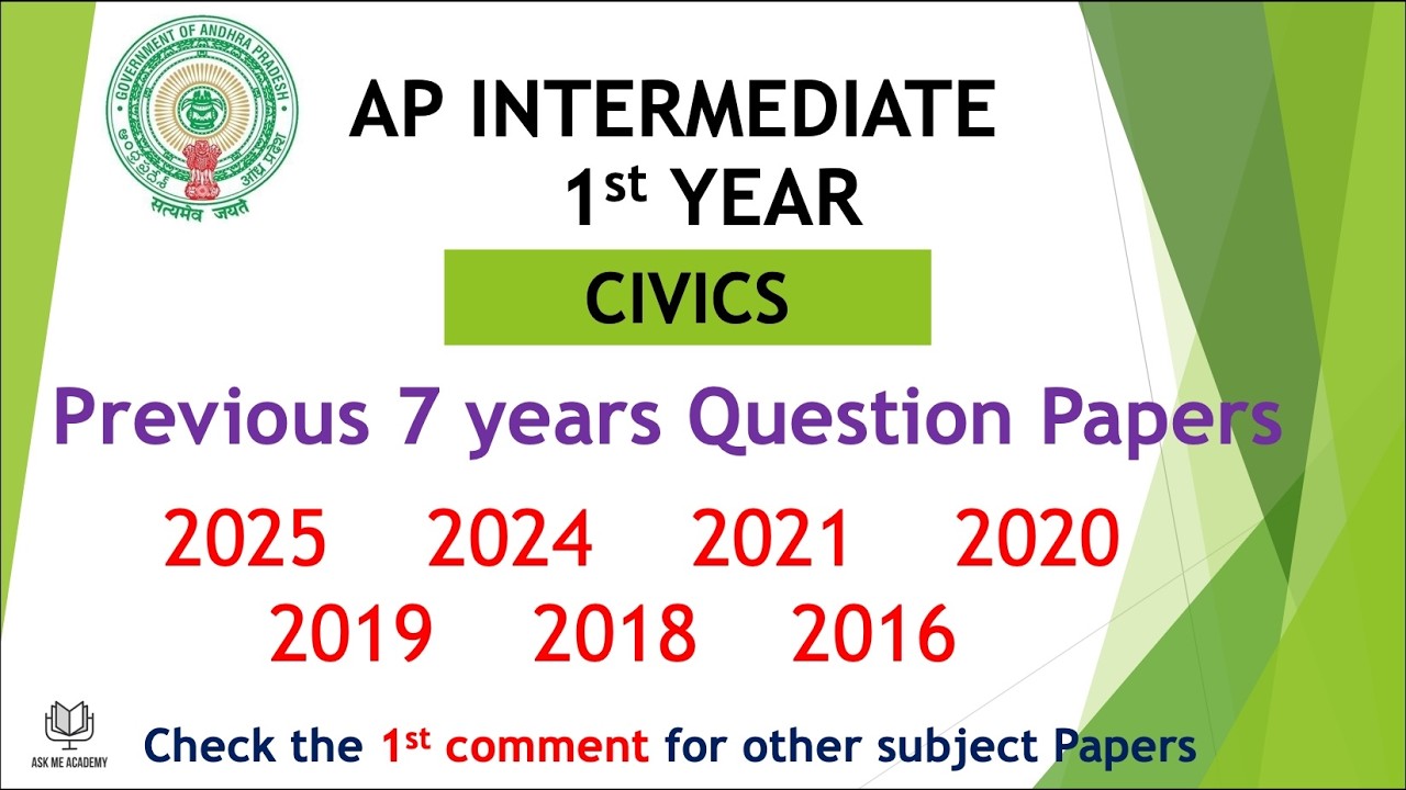 AP Inter 1st Year Civics Question Papers 2025 to 2016 - 7 year previous year Question Papers IPE