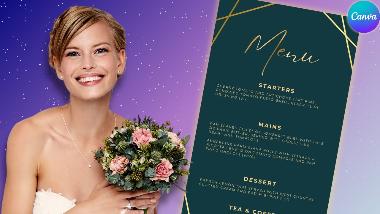 Создайте свадебное меню БЕСПЛАТНО в Canva (с шаблоном)