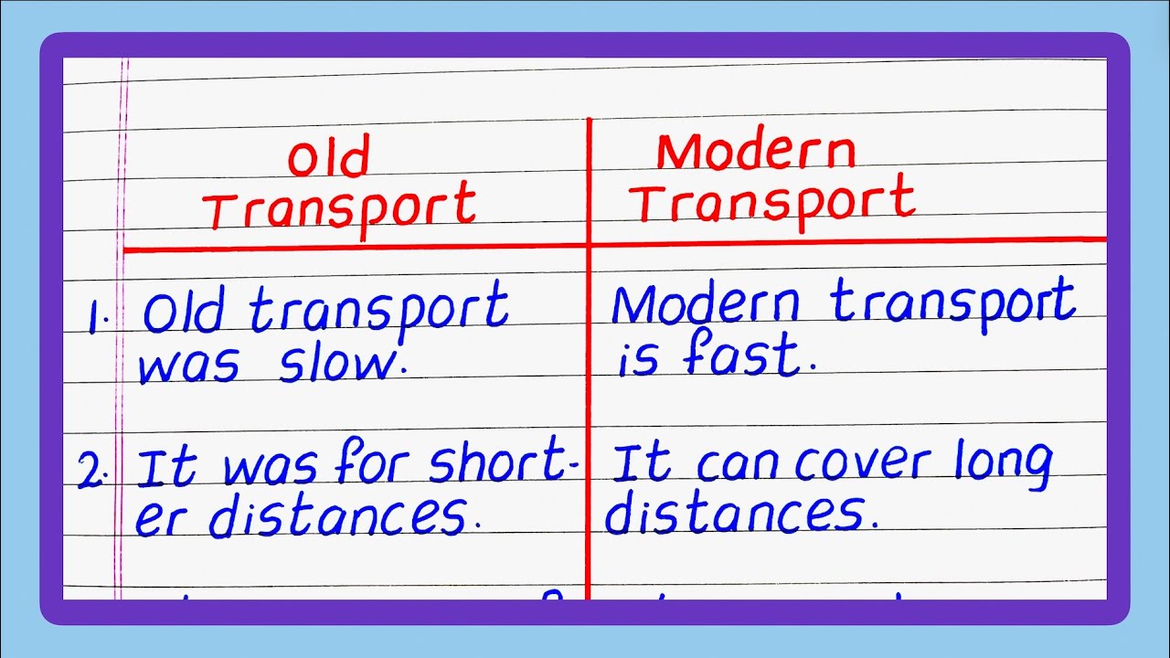 Differences between Old Transport and Modern Transport