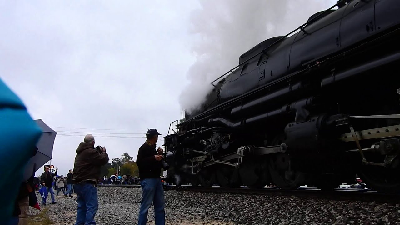 UP 4014, Big Boy steam locomotive, arriving in Old Town Spring, Texas, November 08, 2019