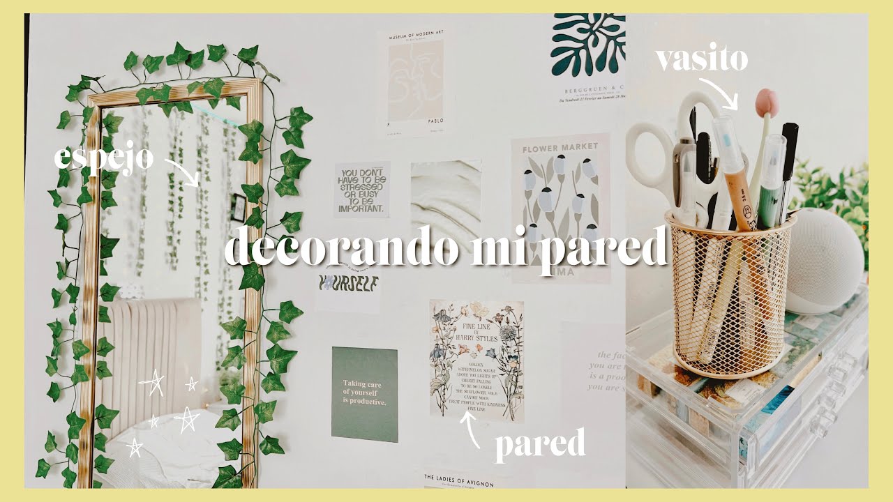 Decorando mi habitación sin gastar mucho! pared aesthetic :) 🤍