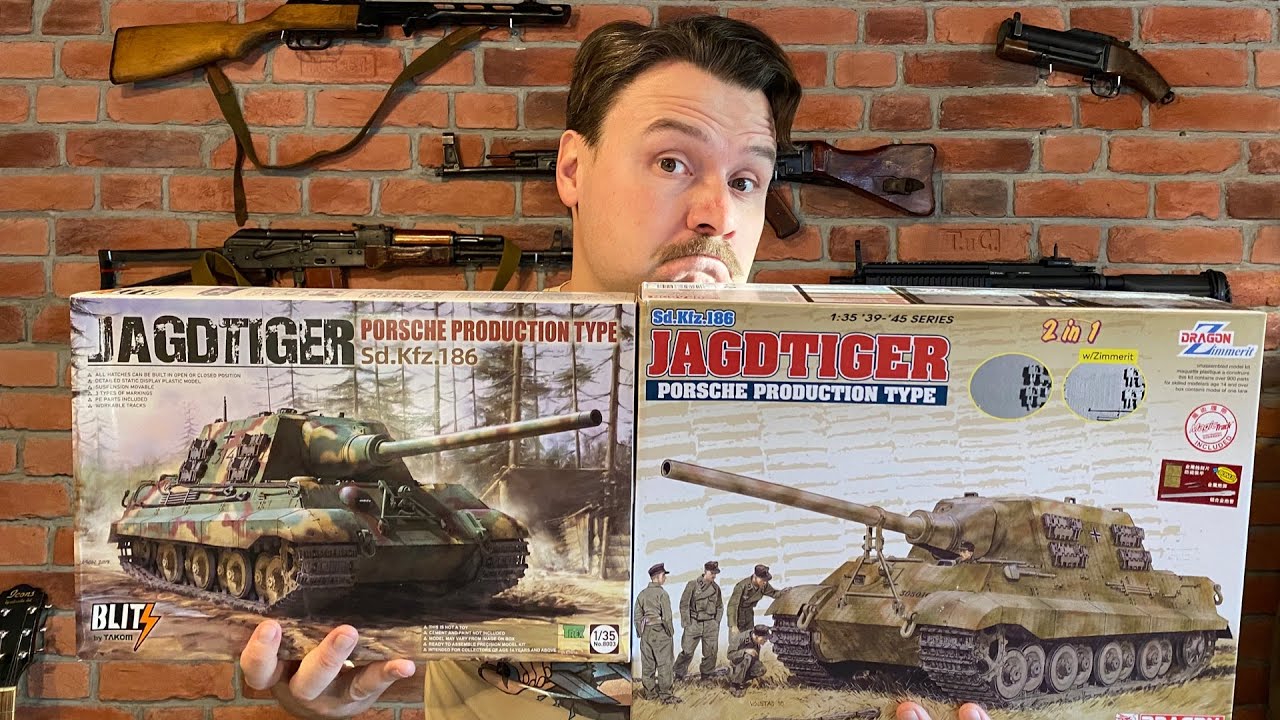 Обзор модели Jagdtiger с подвеской Порше от Dragon и Takom.