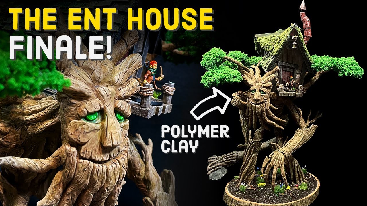 Hobbit Tree House on an Ent - Polymer Clay Diorama - Part 3 Finale