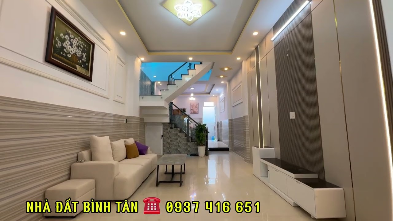 Nhà Bình Tân, 64m2 ( 4 x 16m), 3 lầu, gần Aeon Bình Tân, hẻm 5m