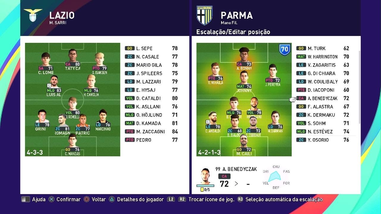 Empate com a lazio. Mas um bom jogo.