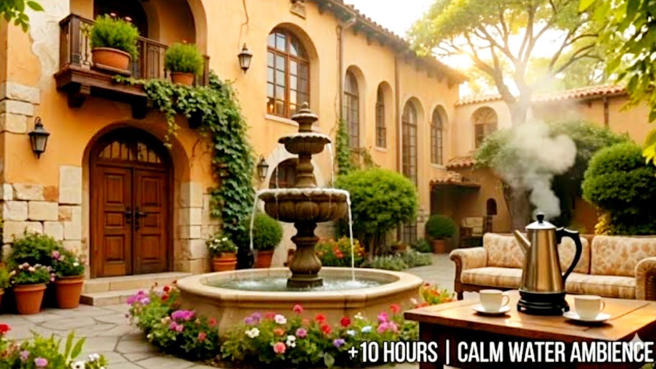 Eastern Courtyard Fountain Ambience | Traditional Home Water Sounds | Deep Relaxation (+10 Hours)