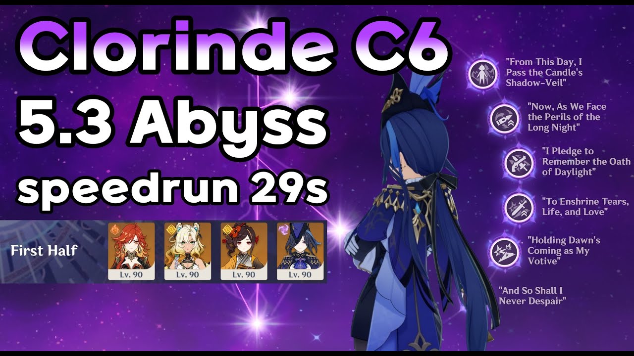Clorinde C6 5.3 Spiral Abyss speedrun 29s