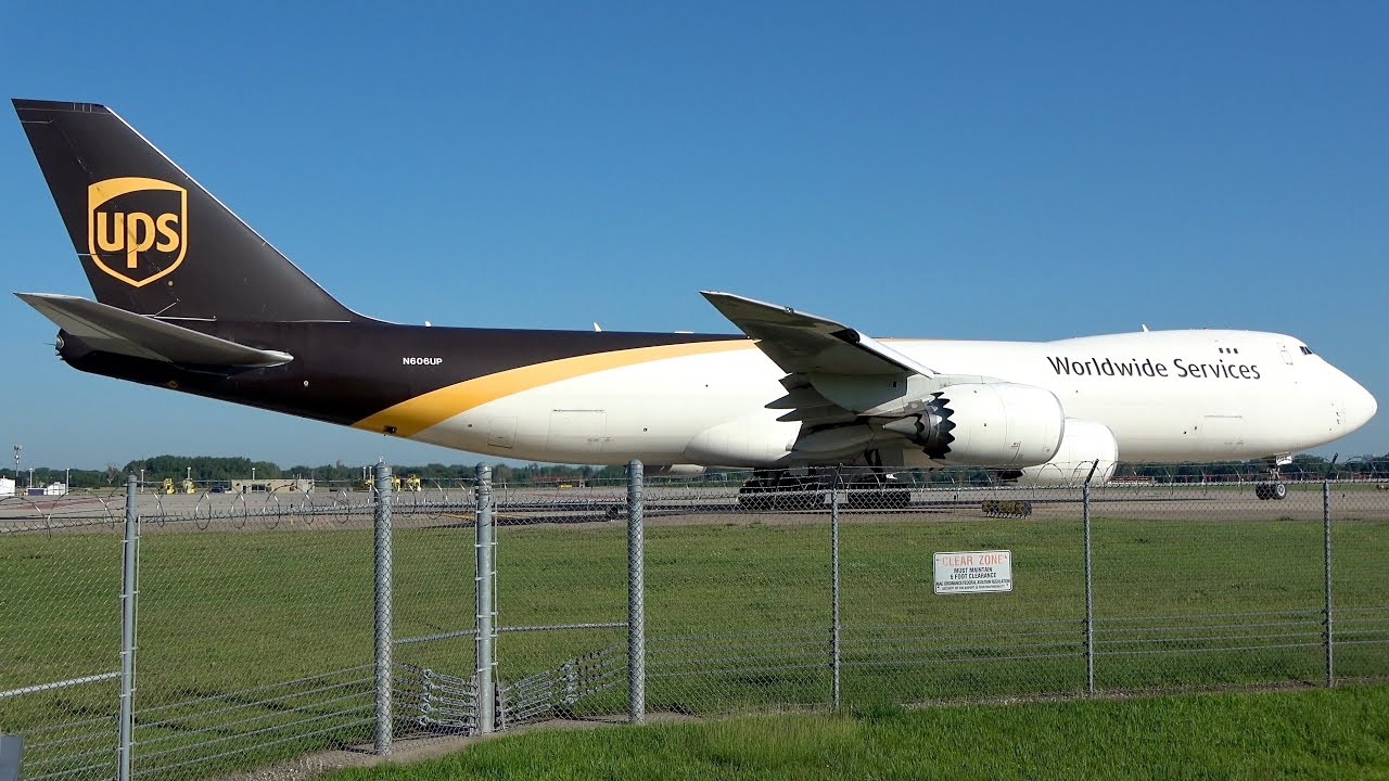 GARGANTUAN UPS 747-8 Taxi and Takeoff | MSP