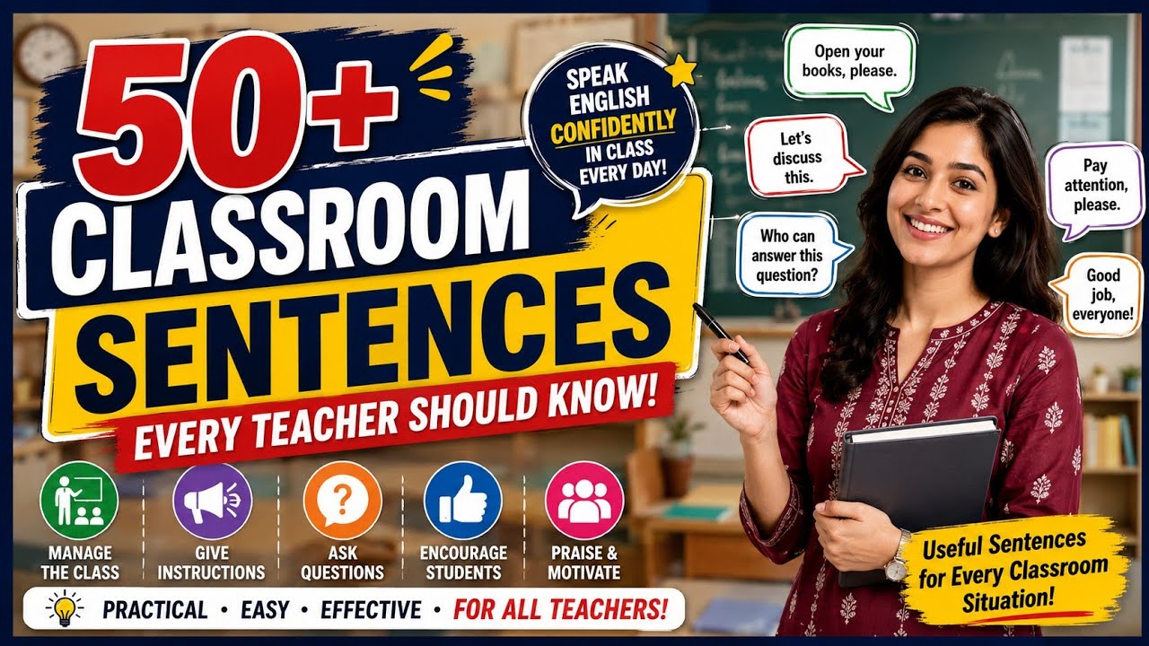 50+ Classroom Sentences |Daily Use Sentences |English with Reena 