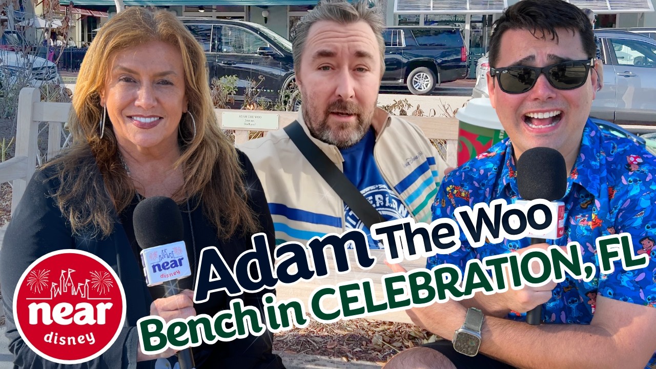 Celebration, FL honors ADAM THE WOO with a Bench in Downtown Celebration.